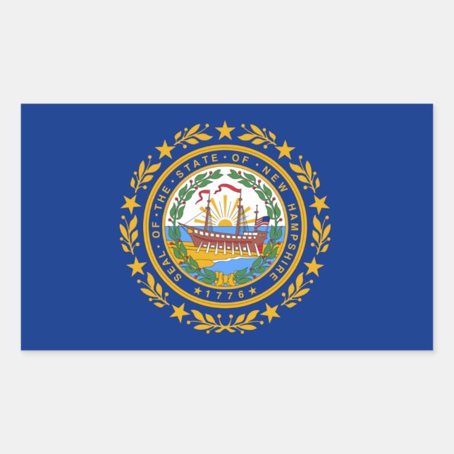 Adesivo Retangular New Hampshire State Flag Sticker (Frente)