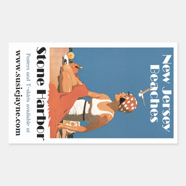 Adesivo Retangular New Jersey Beaches ~ Stone Harbor (Frente)