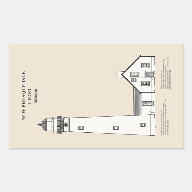 Adesivo Retangular New Presque Isle Lighthouse - Michigan - SBD (Frente)