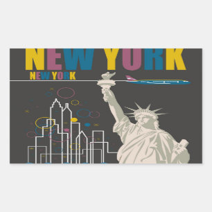 Adesivo Retangular New York Sticker
