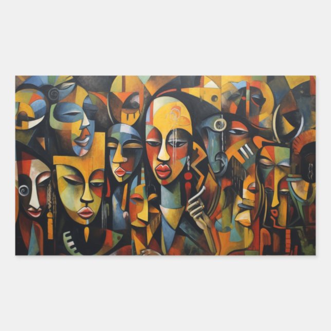 Adesivo Retangular Nigéria, Arte Abstrato nigeriana, Arte Africana (Frente)