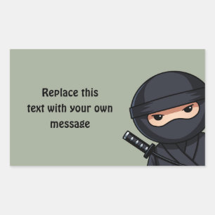 Adesivo Retangular Ninja Espiando em Verde Sage