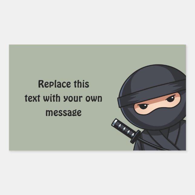 Adesivo Retangular Ninja Espiando em Verde Sage (Frente)