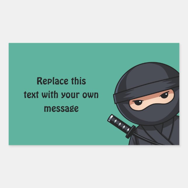 Adesivo Retangular Ninja Espiando no Verde (Frente)