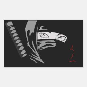 Adesivo Retangular ninja kunoichi japonesa