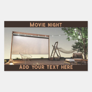 Adesivo Retangular Noite Aconchegante de Cinema ao Ar Livre