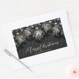 Adesivo Retangular Noite elegante de preto e ouro, luxo de Natal