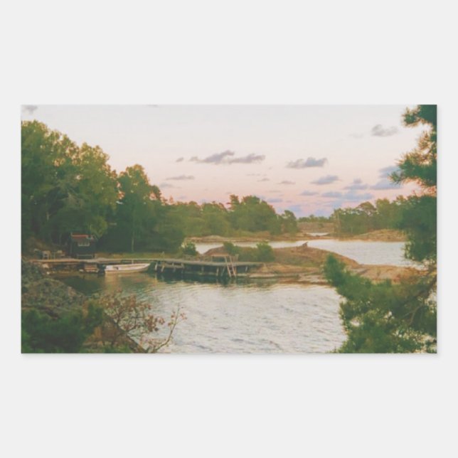 Adesivo Retangular Noite no arquipélago sueco (Frente)