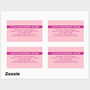 Adesivo Retangular Nome comercial realçado a rosa