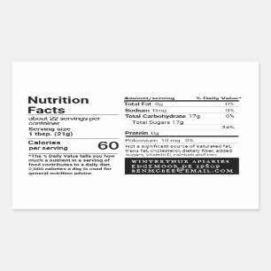 Adesivo Retangular Nome do Apiário Rótulo de Fatos Nutricionais