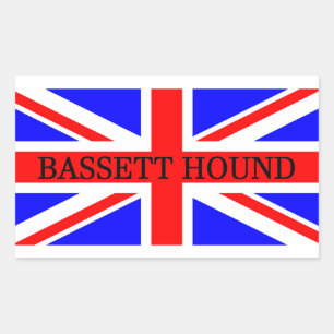 Adesivo Retangular nome do hound bassett na bandeira