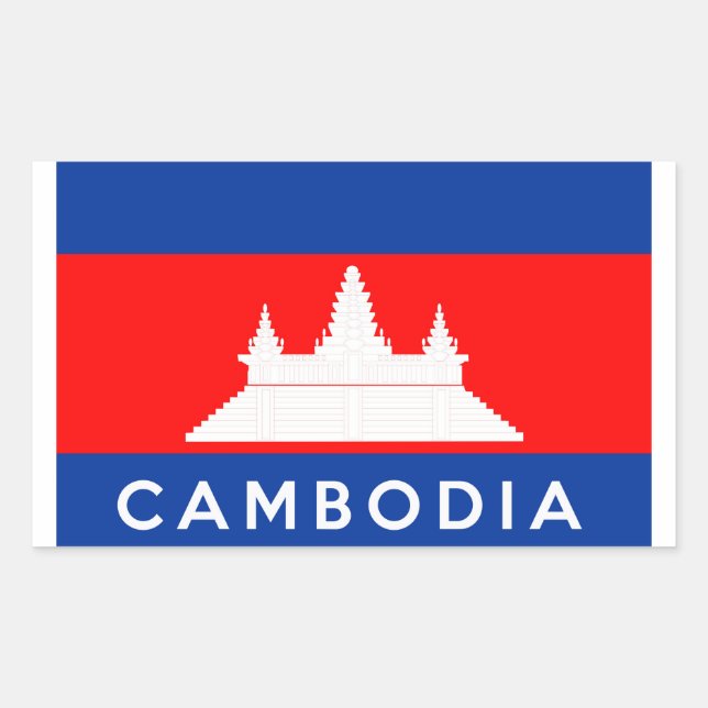 Adesivo Retangular nome do símbolo do país do camboja texto (Frente)