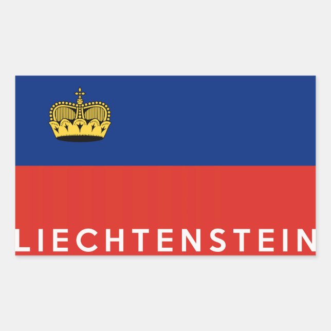 Adesivo Retangular nome do texto de bandeira do país liechtenstein (Frente)