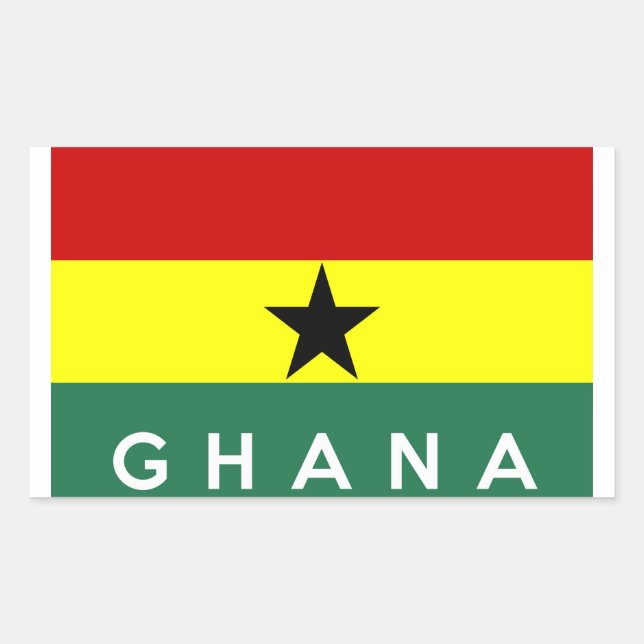 Adesivo Retangular nome do texto do sinalizador do país do ghana (Frente)