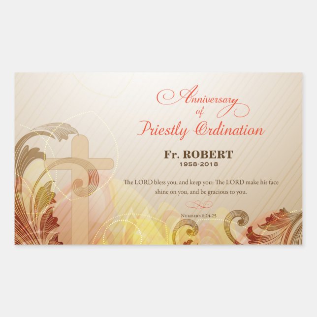 Adesivo Retangular Nome e ano personalizados, 60.a ordenação principa (Frente)