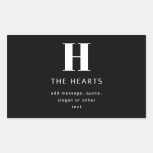 Adesivo Retangular Nome e Mensagem do Monograma Moderno Editável   Pr