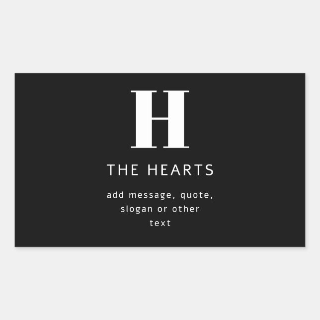 Adesivo Retangular Nome e Mensagem do Monograma Moderno Editável | Pr (Frente)