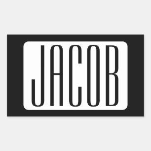 Adesivo Retangular Nome Moderno ou Nome de Marca Editável para Empres