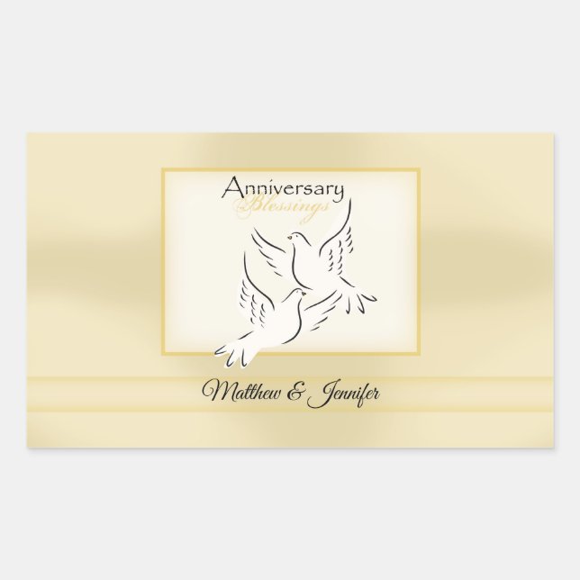 Adesivo Retangular Nome Personalizado, Bênçãos de Aniversário de Casa (Frente)