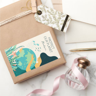 Adesivo Retangular Nome Personalizado e Planeta de Texto Terra Mãe