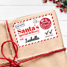 Nome Personalizado Red Bold Santas Entrega Especia