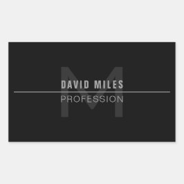 Adesivo Retangular Nome Profissional de Cinza Escuro Moderno