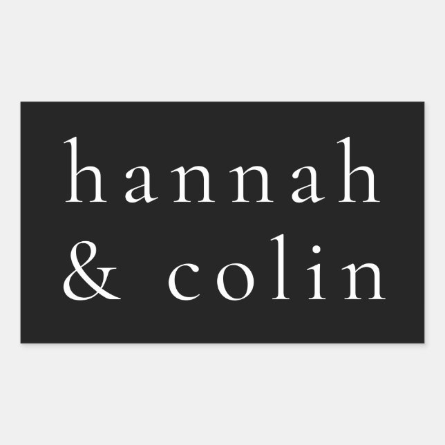 Adesivo Retangular Nomes Pretos Elegantes (Frente)