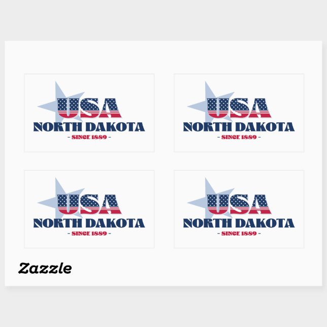 Adesivo Retangular North Dakota My Home State Sticker (Folha)