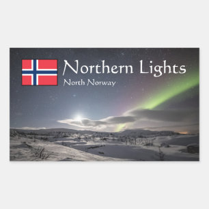 Adesivo Retangular Noruega Aurora Landscape Photo