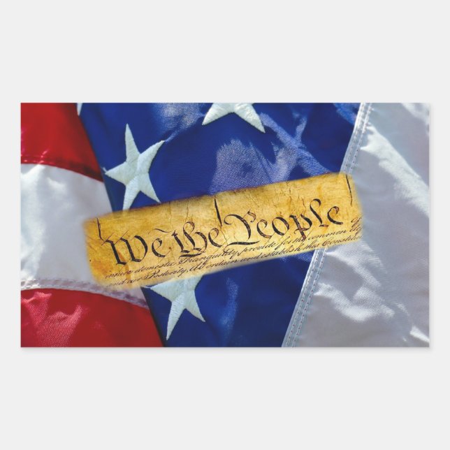 Adesivo Retangular Nós, A Bandeira Americana Da Pessoas (Frente)