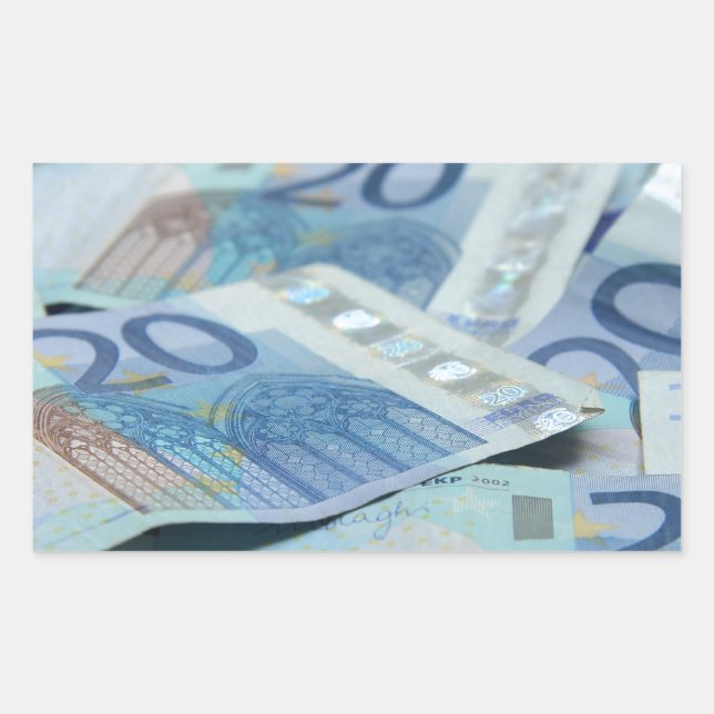 Adesivo Retangular Notas de 20 euros - Arte Monetária (Frente)