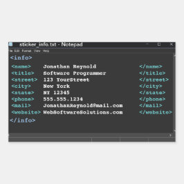 Adesivo Retangular Notepad Coder Computer Programmer Format Dark Mode