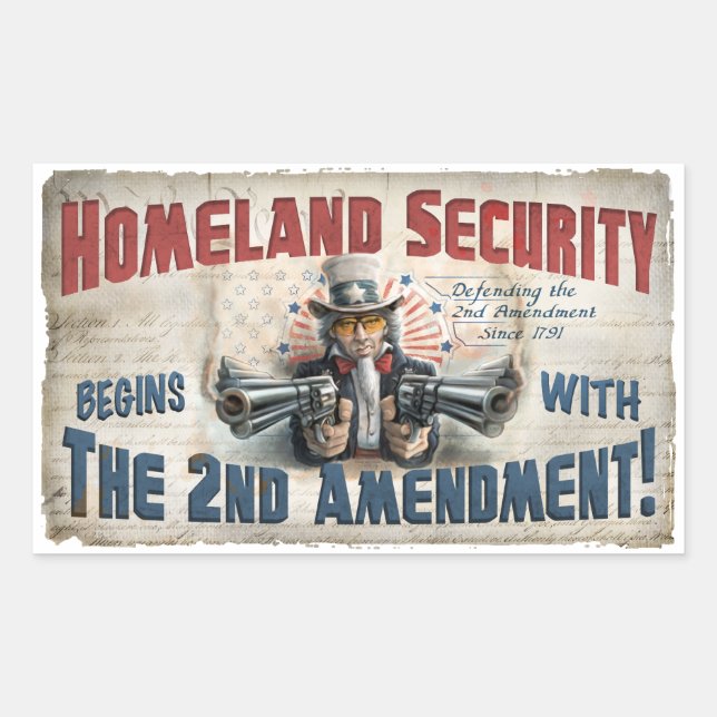 Adesivo Retangular Nova Arte de Direitos de Arma (Frente)