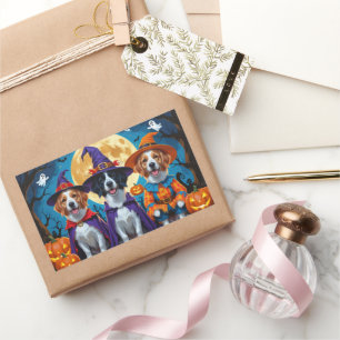 Adesivo Retangular Nova Escócia Duck Toller Pumpkin Halloween Engraça