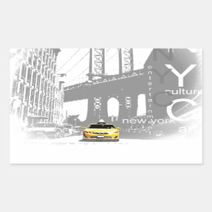 Adesivo Retangular Nova Iorque Nyc Yellow Taxi Pop Art