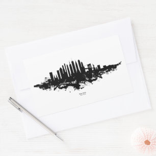 Adesivo Retangular Nova York Skyline Watercolor Black and White