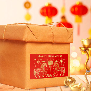 Adesivo Retangular Novo ano chinês do cavalo 2026