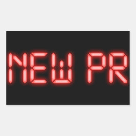 Adesivo Retangular Novo Efeito Digital Neon Vermelho de Milestone de