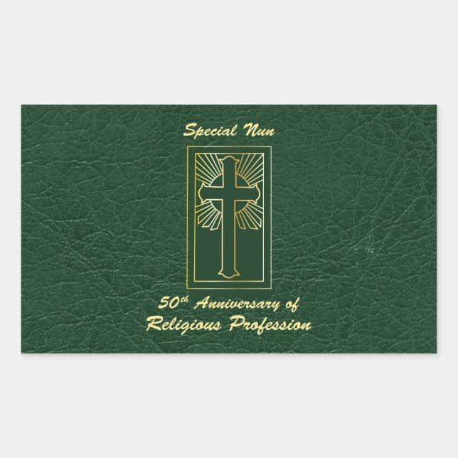 Adesivo Retangular Nun 50º Aniversário da Profissão Religiosa Verde (Frente)