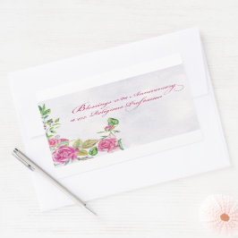 Adesivo Retangular Nun Aniversário da Profissão Religiosa Rosas Rosa