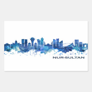 Adesivo Retangular Nur-Sultan Cazaquistão Skyline Blue