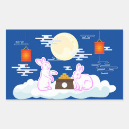 Adesivo Retangular Nuvens de Bolo-de-Lua do Festival de outono de méd