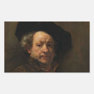 Adesivo Retangular O autorretrato de Rembrandt van Rijn é arte
