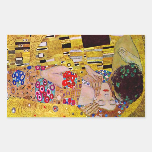 Adesivo Retangular O Beijo de Gustav Klimt (Frente)