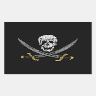 Adesivo Retangular O Capitão Jack Rackham é Jolly Roger Pirate Flag