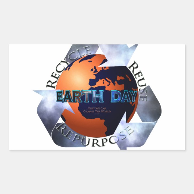 Adesivo Retangular O Dia da Terra Muda O Mundo (Frente)
