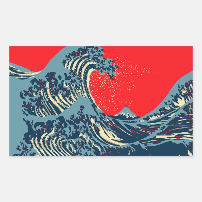 Adesivo Retangular O Excelente Hokusai Wave em Estilo Vibrante (Frente)