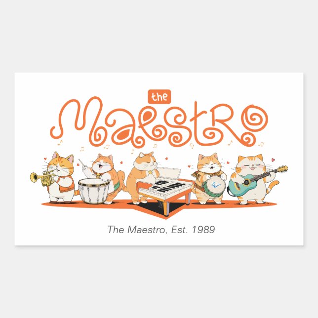 Adesivo Retangular O Gato Maestro (Frente)