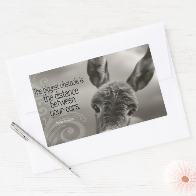 Adesivo Retangular "O maior obstáculo" Citação Inspiracional (Envelope)