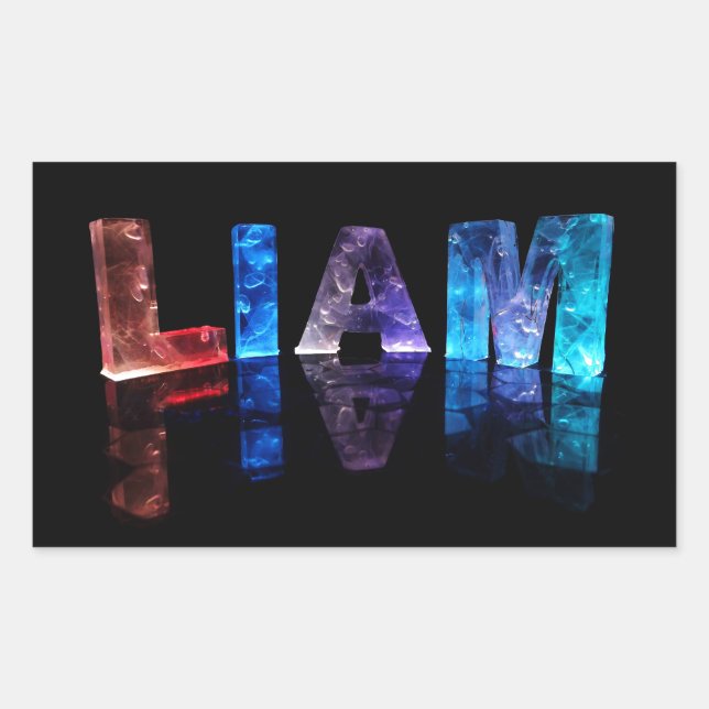 Adesivo Retangular O nome Liam em luzes 3D (fotografia) (Frente)